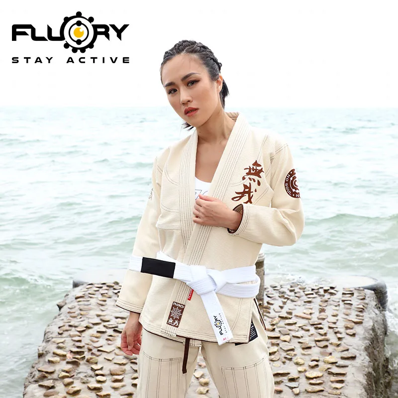 Fluory Female High Quality karate Dobok Adult Uniform Suit  Judo White Collar Kickboxing MMA Martial Arts Training Clothes