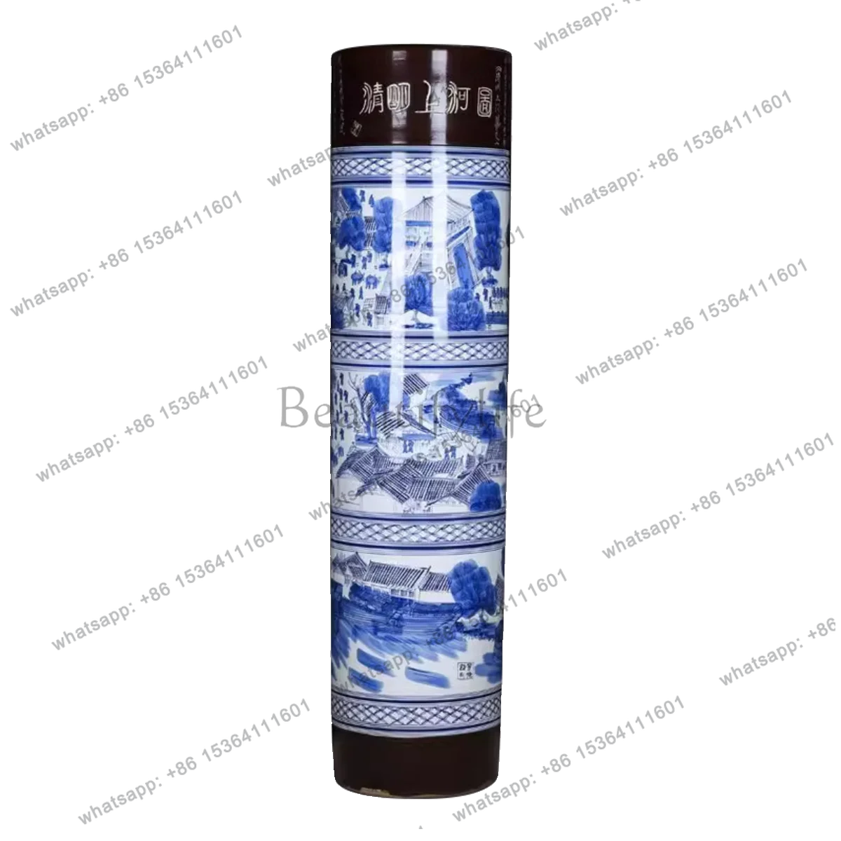 

Jingdezhen ceramics hand-painted Qingming Shanghe floor-to-ceiling vase