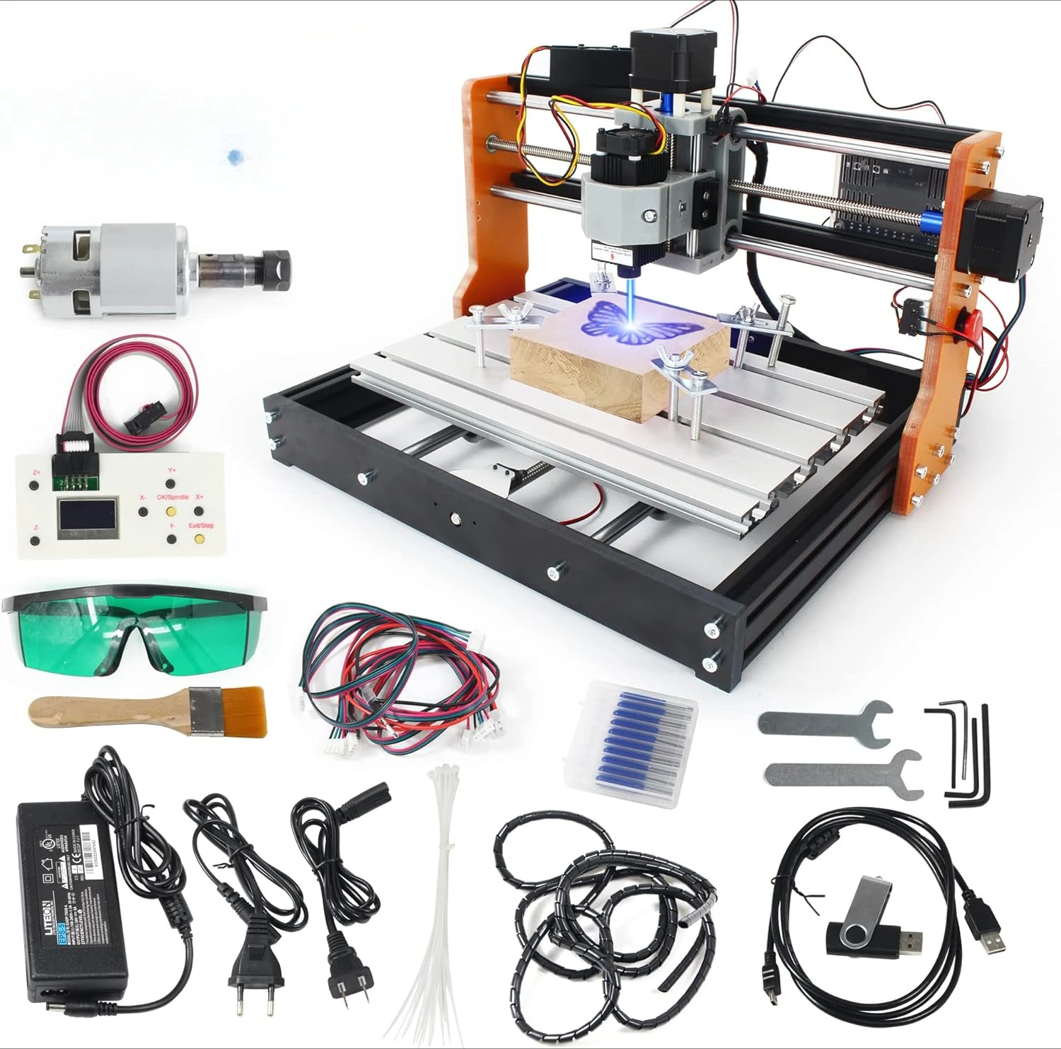 2 in 1 CNC 3018-PRO Engraver Machine,DIY Mini CNC Router Kit Cutting Milling Engraving on Acrylic PVC PCB Wood