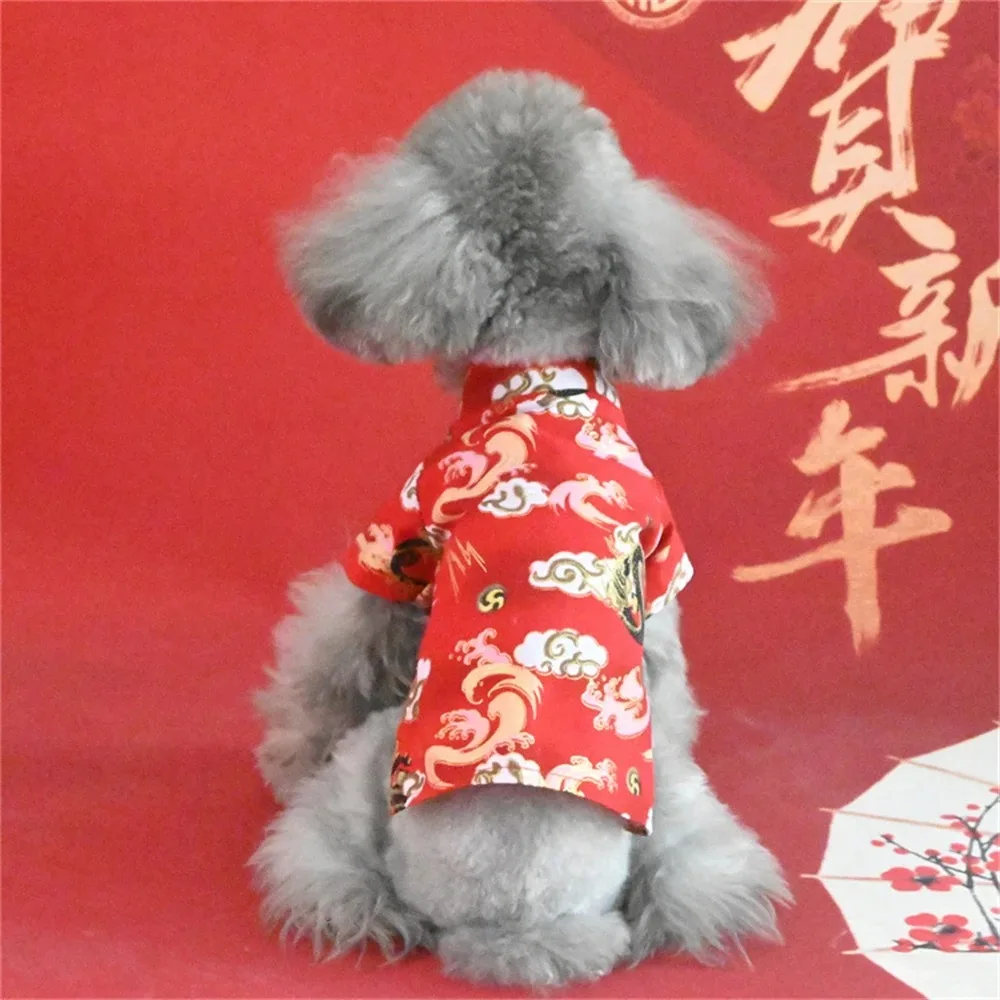 

Pet Dog Clothes Winter Coat Jacket Chinese New Year Tang Suit For Dogs Cheongsam Dragon Spring Festival Pet Clothing Dog Costume