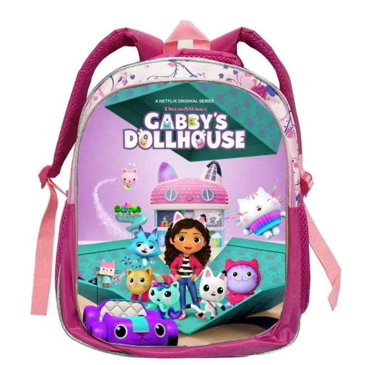 12inch Gabby's Doll House Backpack Girls Cartoon School Bags Kindergarten Children School Backpack for kids Backpacks Mochila