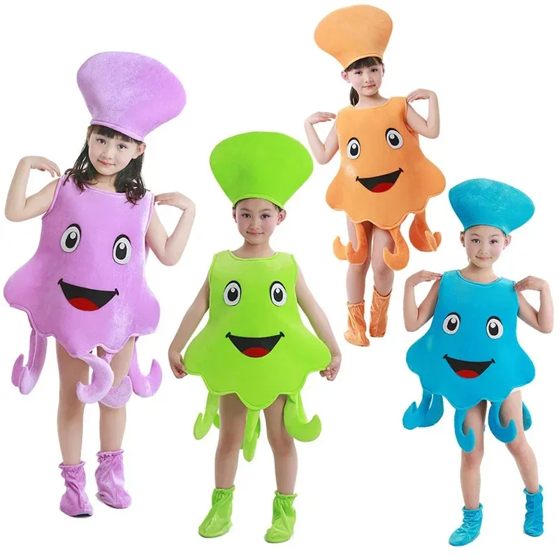 Sky02 สัตว์ทะเลปูคอสเพลย์เครื่องแต่งกายเด็กเสื้อผ้าชุดกุ้งก้ามกราม Octopus หมวกเสื้อผ้ารองเท้าอะนิเมะเต้นรํา 88Ji