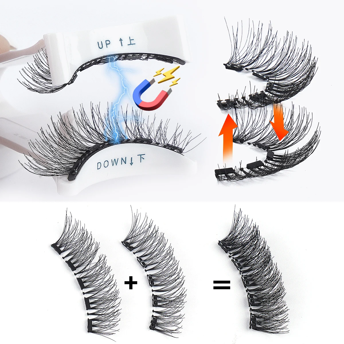 MAGEFY Ciglia magnetiche naturali 3D con pennello per ciglia Ciglia finte riutilizzabili Set di pinzette magnetiche per ciglia finte lunghe naturali