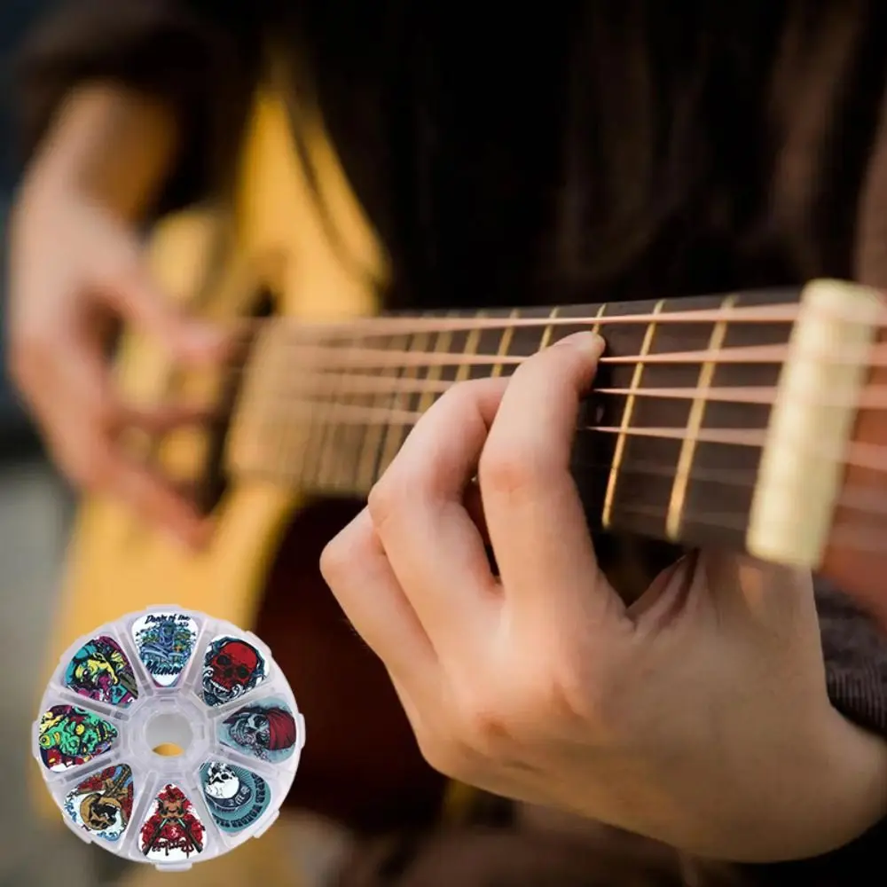 50Pcs New Cartoon Print Guitar Pick 0.46/0.71/1.0mm PVC Guitar Paddle Mixed Color Guitar Accessories Guitar Picks box