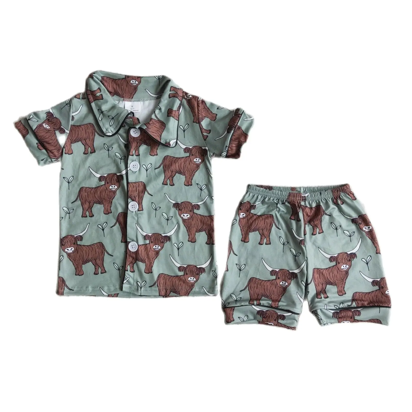 Wholesale Summer Children Western Buffalo New Nightclothes Clothing Baby Boy Sleepwear Clothes Set Pants Infant Pajamas Outfit