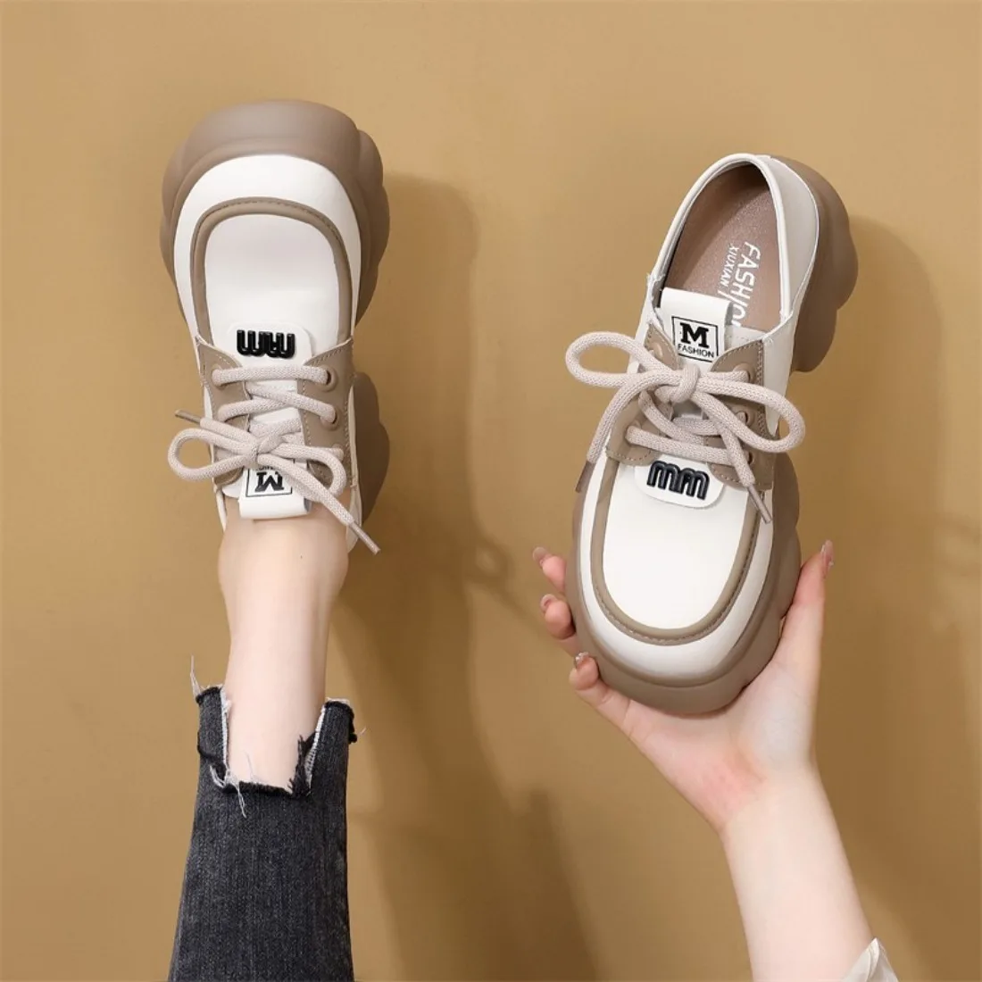 

Gothic Chunky Women's Leather Shoes Mid Heel Platform Wedges Sneakers Women Mary Jane Sweet Punk Moccasins Ladies Lolita Shoes