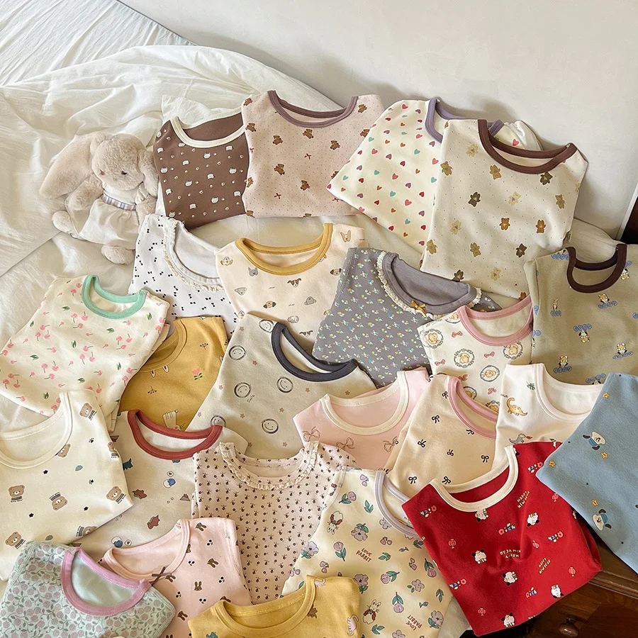 

Детские пижамы, осенняя одежда для мальчиков и девочек, осенние штаны, шерстяная домашняя одежда с каркасом, мультяшная домашняя одежда