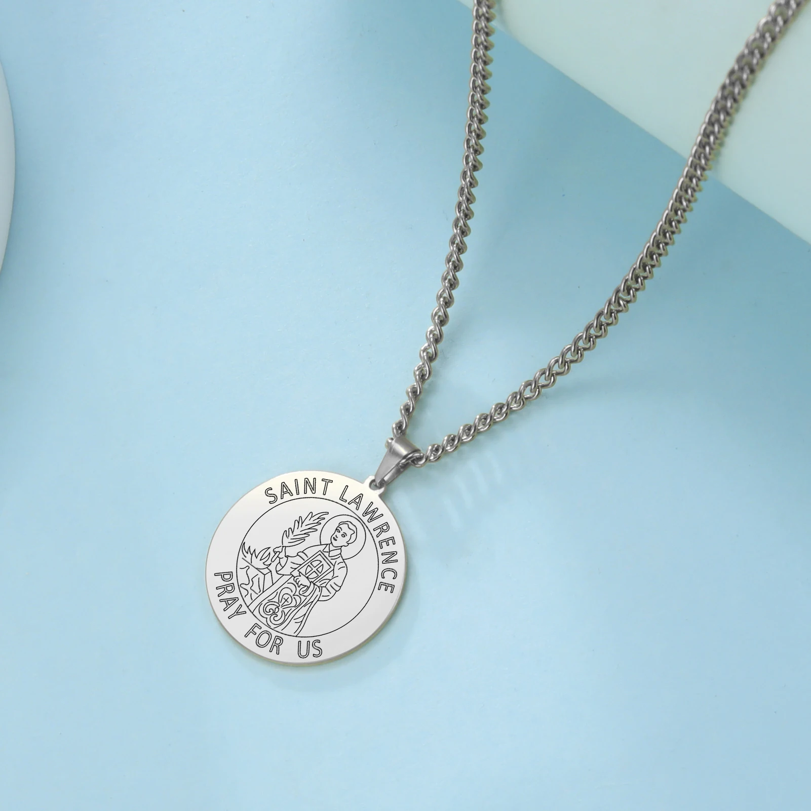 Dawapara Saint Christopher Medaille Halskette Jesus Truet In Sie Amulett Katholischen Schmuck Reisende Fahrer Geschenke Edelstahl – Detail 17
