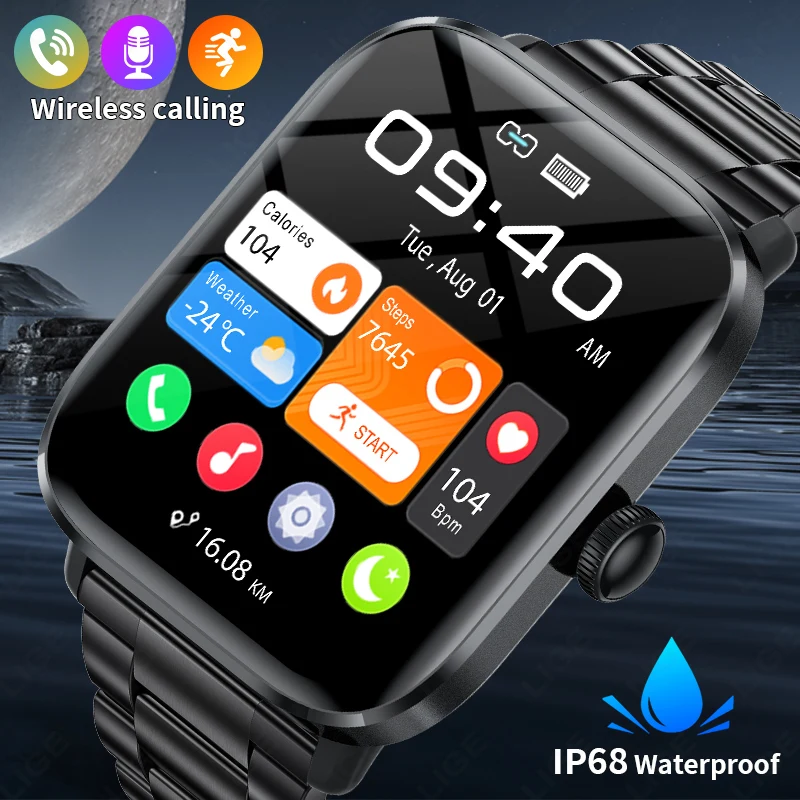 

LIGE Smart Watch 1.83”Full Touch Screen Men Heart Rate Bracelet Sports Fitness Tracker Ladies Smartwatch For Android IOS + Gift