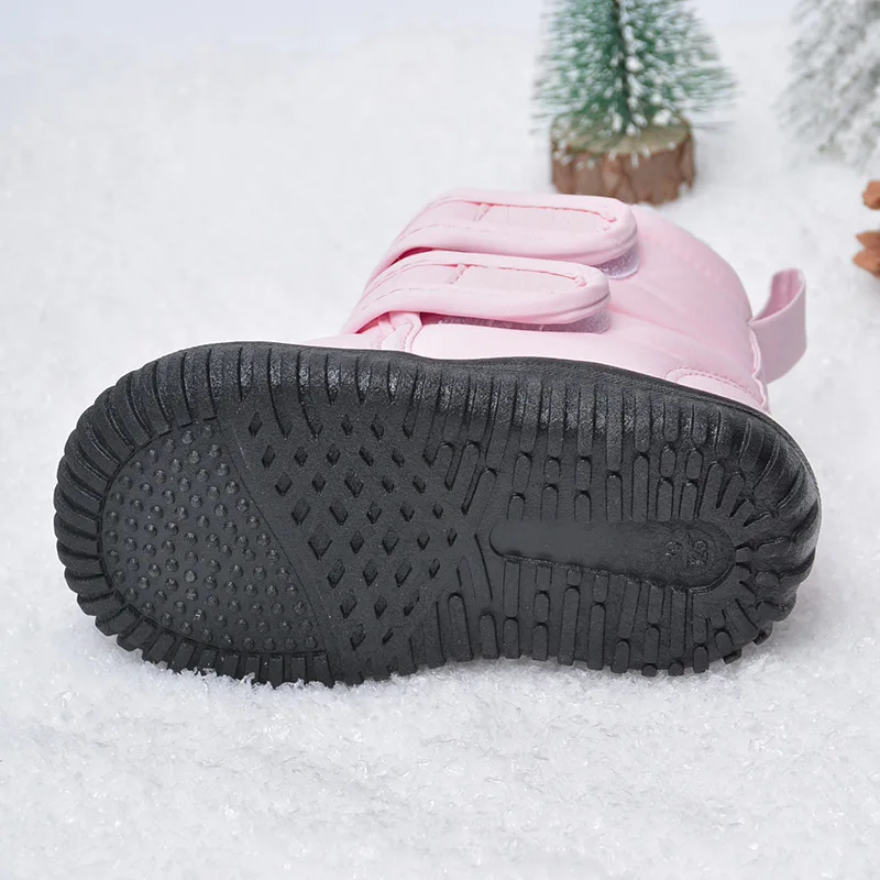 Winter Baby Warm Cotton Shoes Girls High-top Princess Boots Boys Waterproof Short Boots Kids Thick Fur Snow Boots For -15 Degree