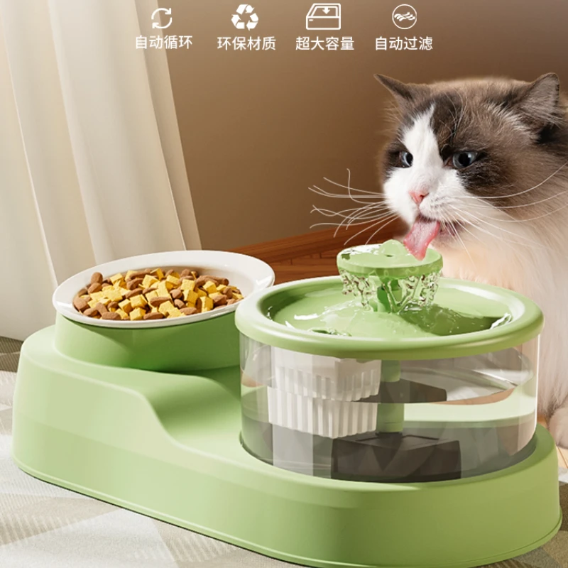 Cat water dispenser automatic circulation cat bowl water feeder dog bowl flow drinking feeding basin integrated anti overturning