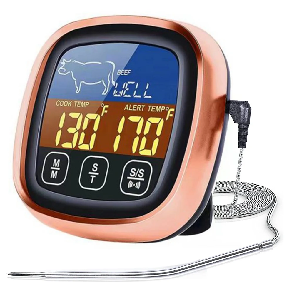 

Meat Thermometer Digital Instant Read Probe for Kitchen and Cooking Food with Touchscreen LCD and Clock Timer