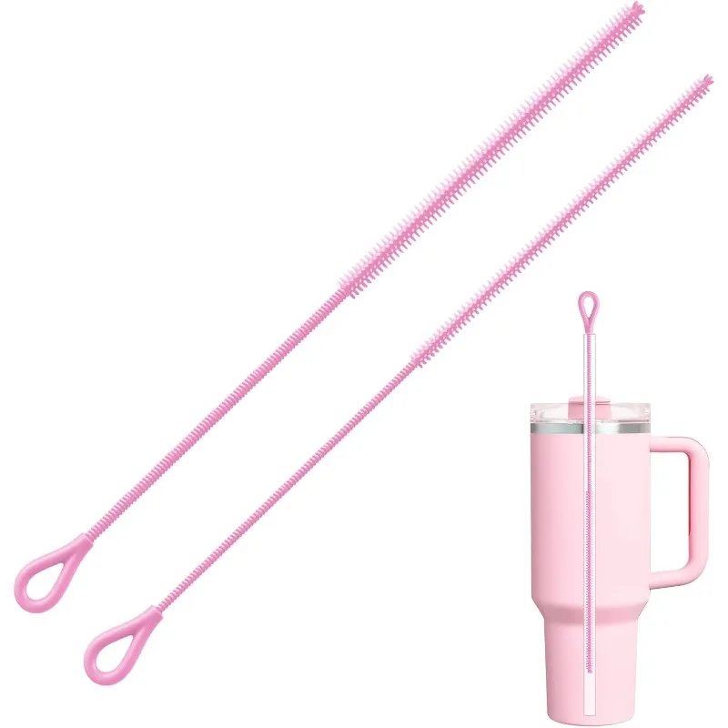 Pink Silicone Straw Cleaner Brushes,2 Pack, 0.24