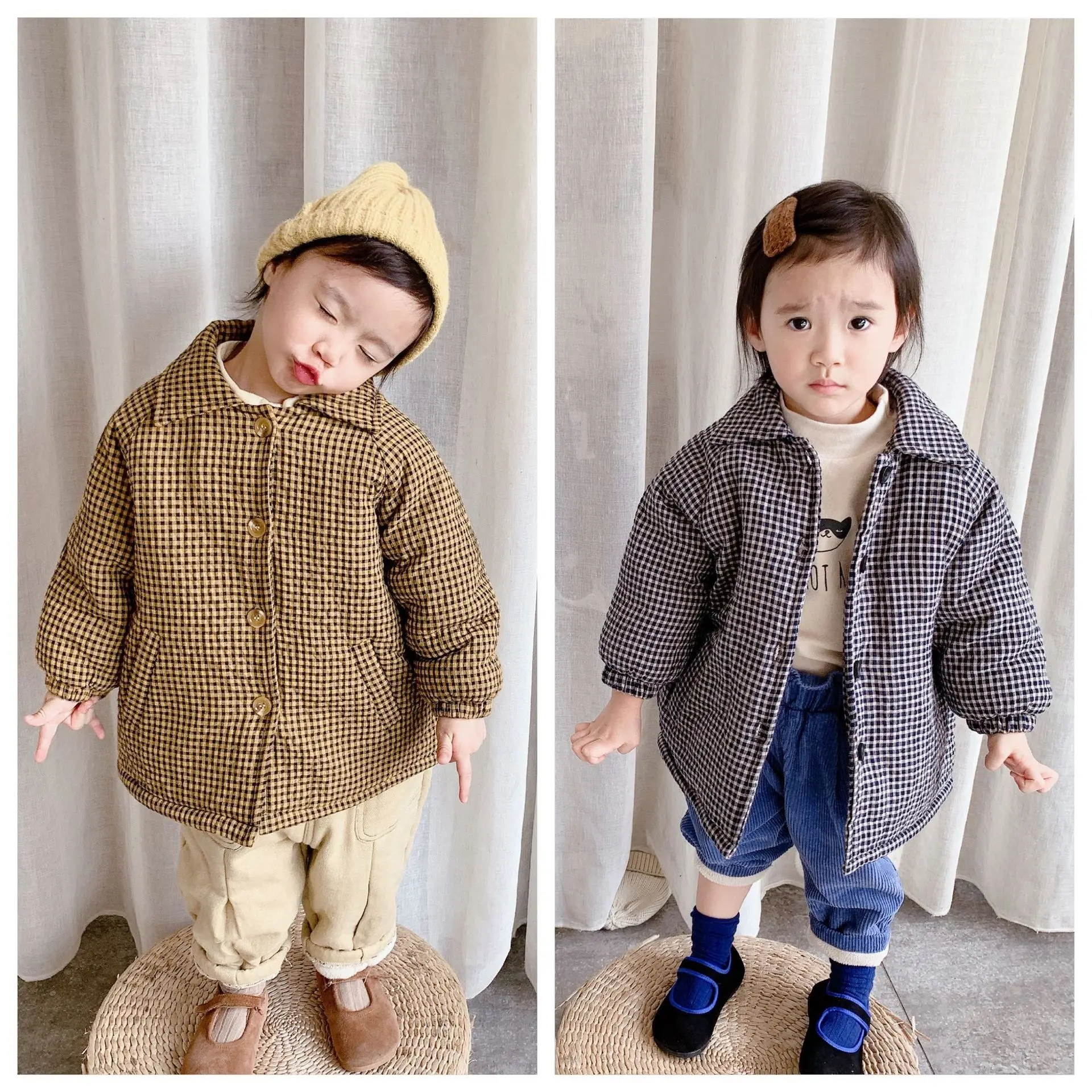 

2025: детская одежда, осенне-зимняя детская зимняя корейская версия, бархатная утолщенная одежда на хлопковой подкладке, зимняя одежда для девочек