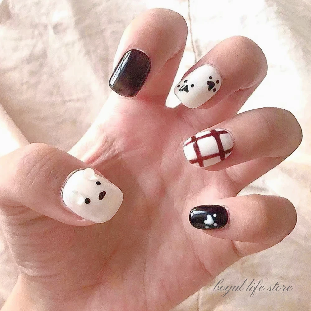 

10pcs Handmade Nail tips Little Buddy Short nail press on nails Fake nails False nails Stick-on nail art