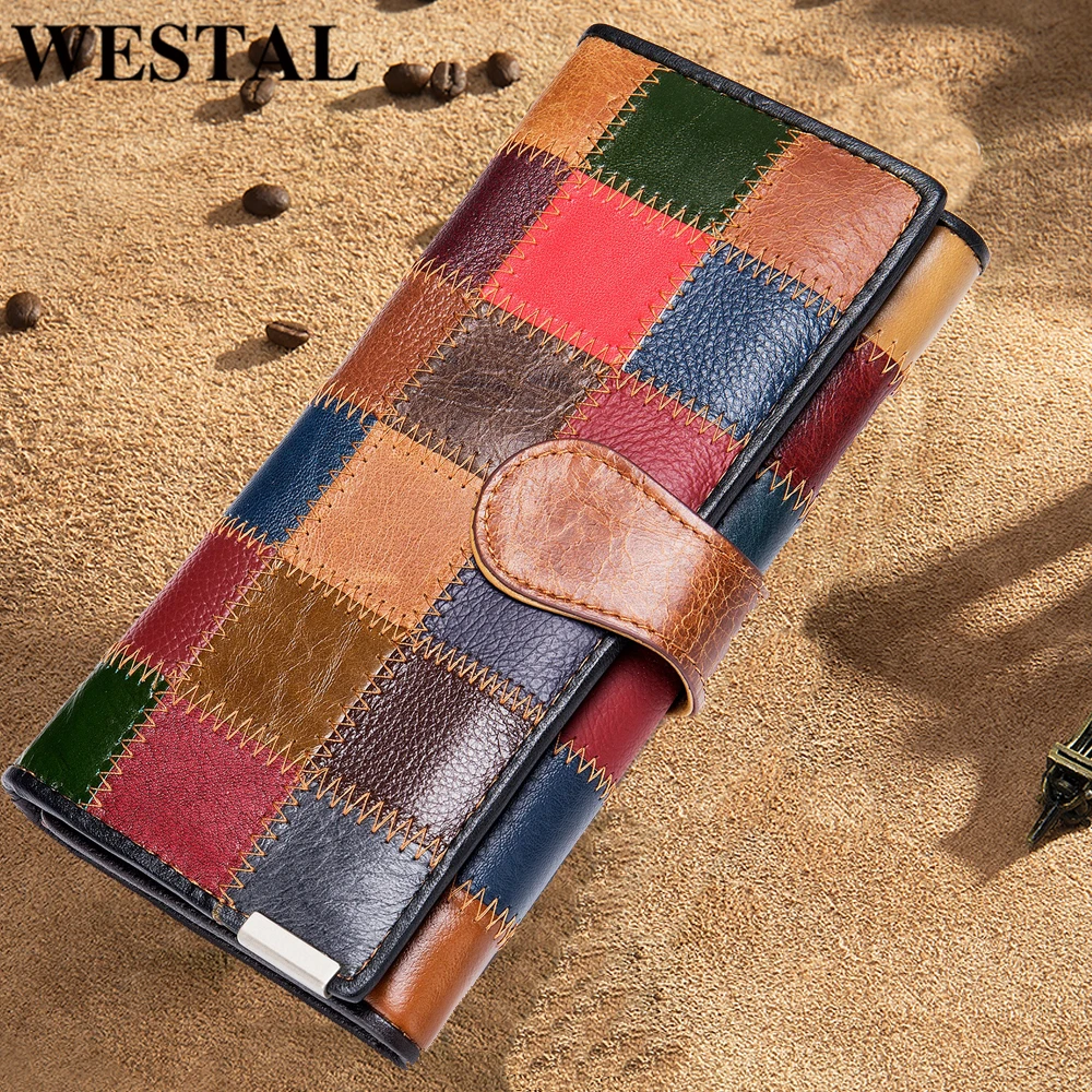 WESTAL Clutch Bag Women's Leather Wallets Vintage Coin Wallet Women Purse for Phone Female Purses Wallets for Women Cards 4203