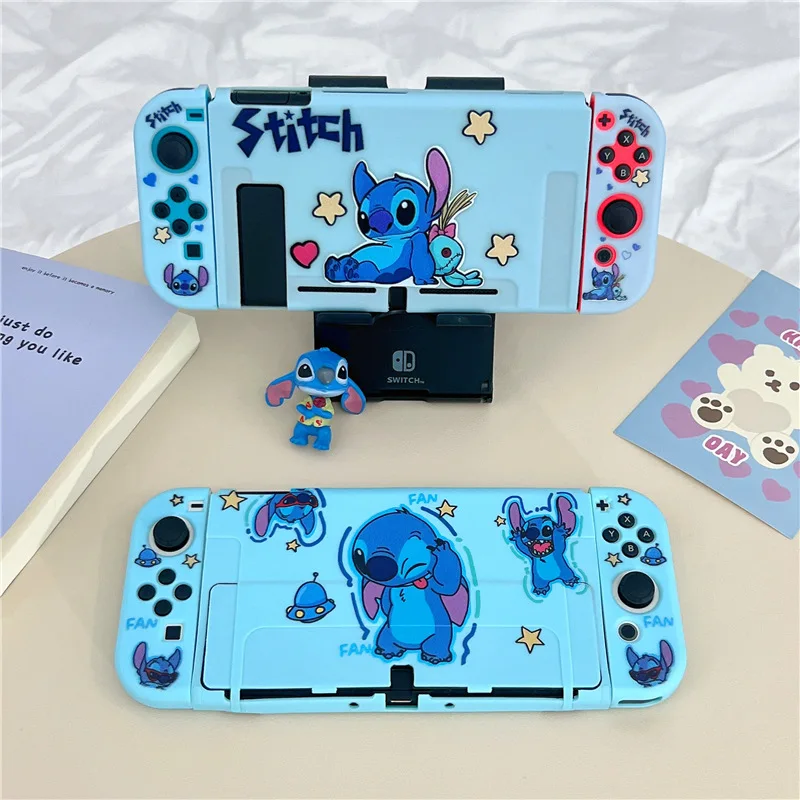 

Disney Stitch Hard Case Charging Dock Station Cover Protective Shell for Nintendo Switch Oled NS Console Crystal Protector Skin