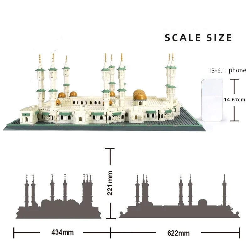 2291PCS Grote Moskee van Mecca Creatieve Architectonische Bouwstenen Set Wereld Gerenommeerd Model Mini Bricks Speelgoed voor Kinderen Geschenken