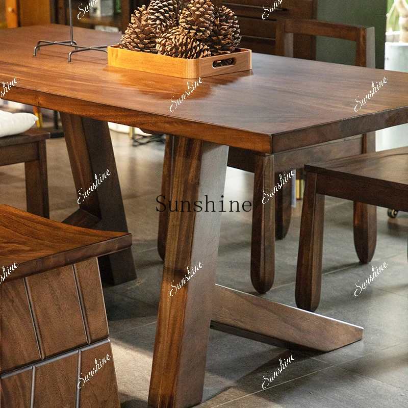 Solid wood painting and calligraphy workbench study large board table retro simple dining table  FT