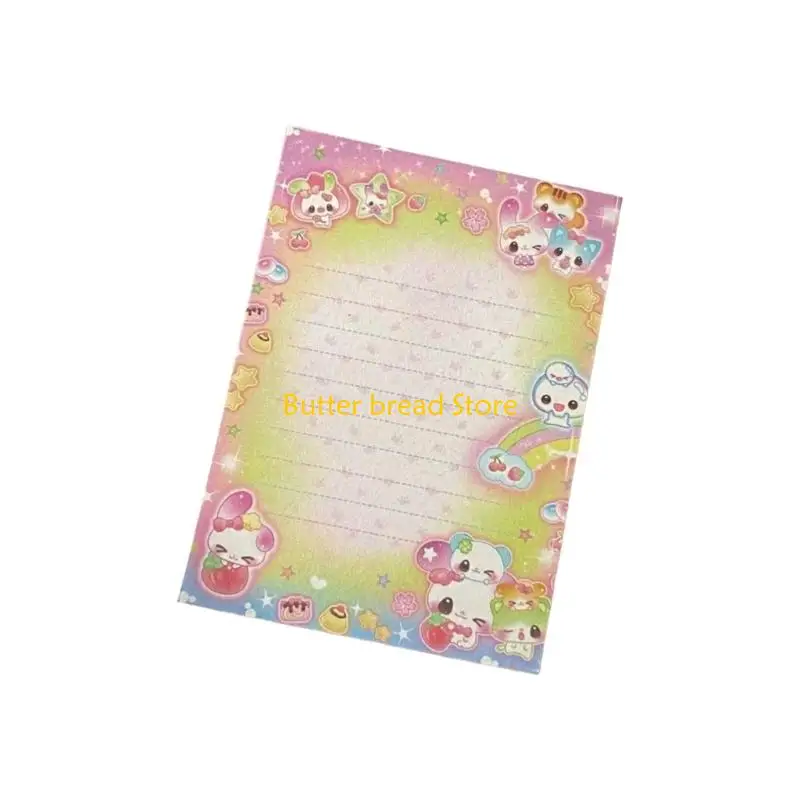 W89C Not Adhesive Cartoon Rabbit Bear Memos Pads for Students Desk Decors Colorful Stationery Paper Note Paper Texture