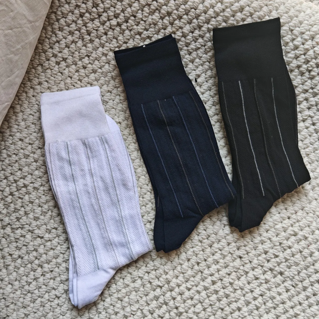 

3 Pairs /Lot Men's Summer Long Socks Business Striped Berathable Formal Dress Wear Sheer Sock
