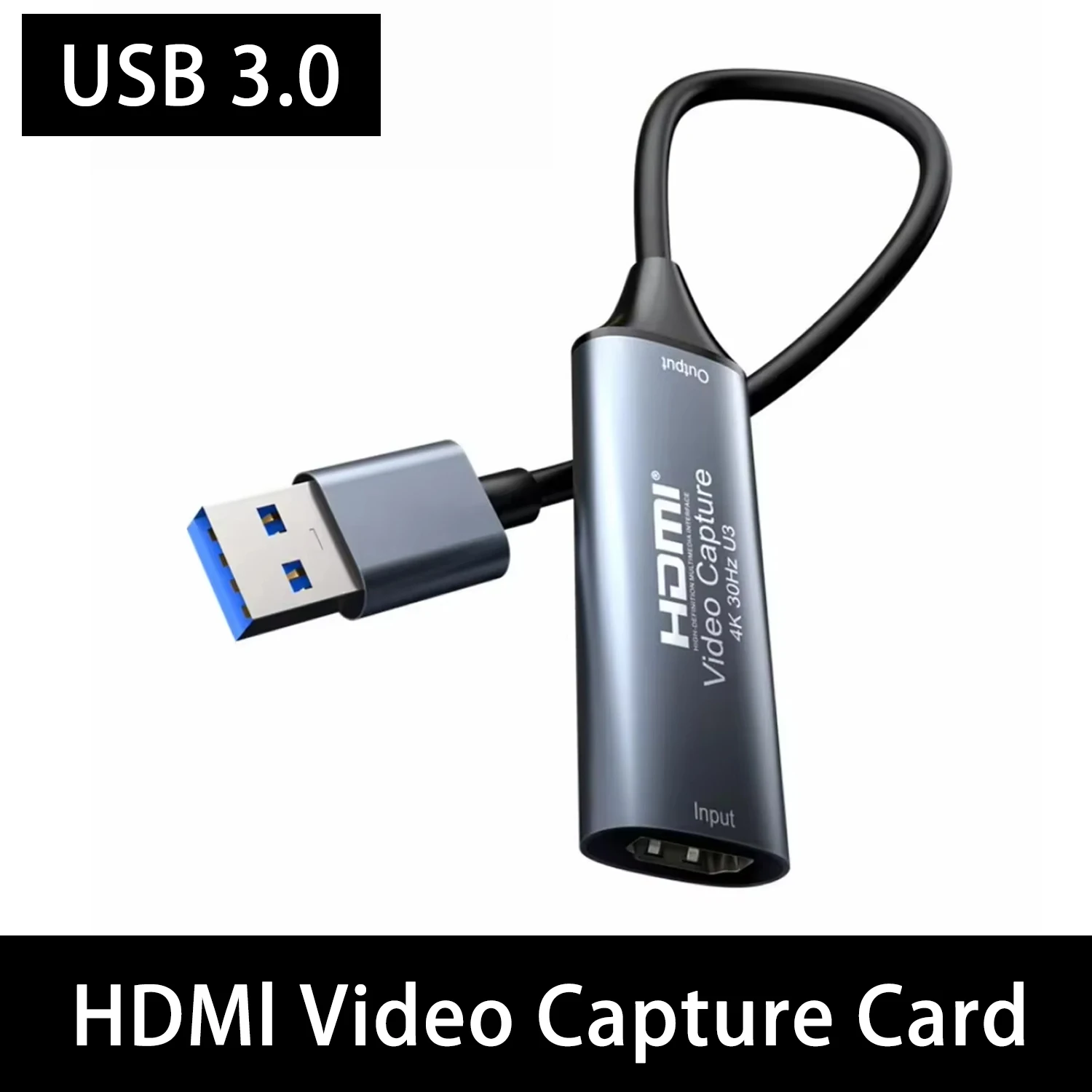 

Карта видеозахвата USB-A 3.0 4K HDMI-совместимая с USB-C 2.0 Type-C для записи игр на Switch, Xbox, DVD, PS5/4, прямых трансляций