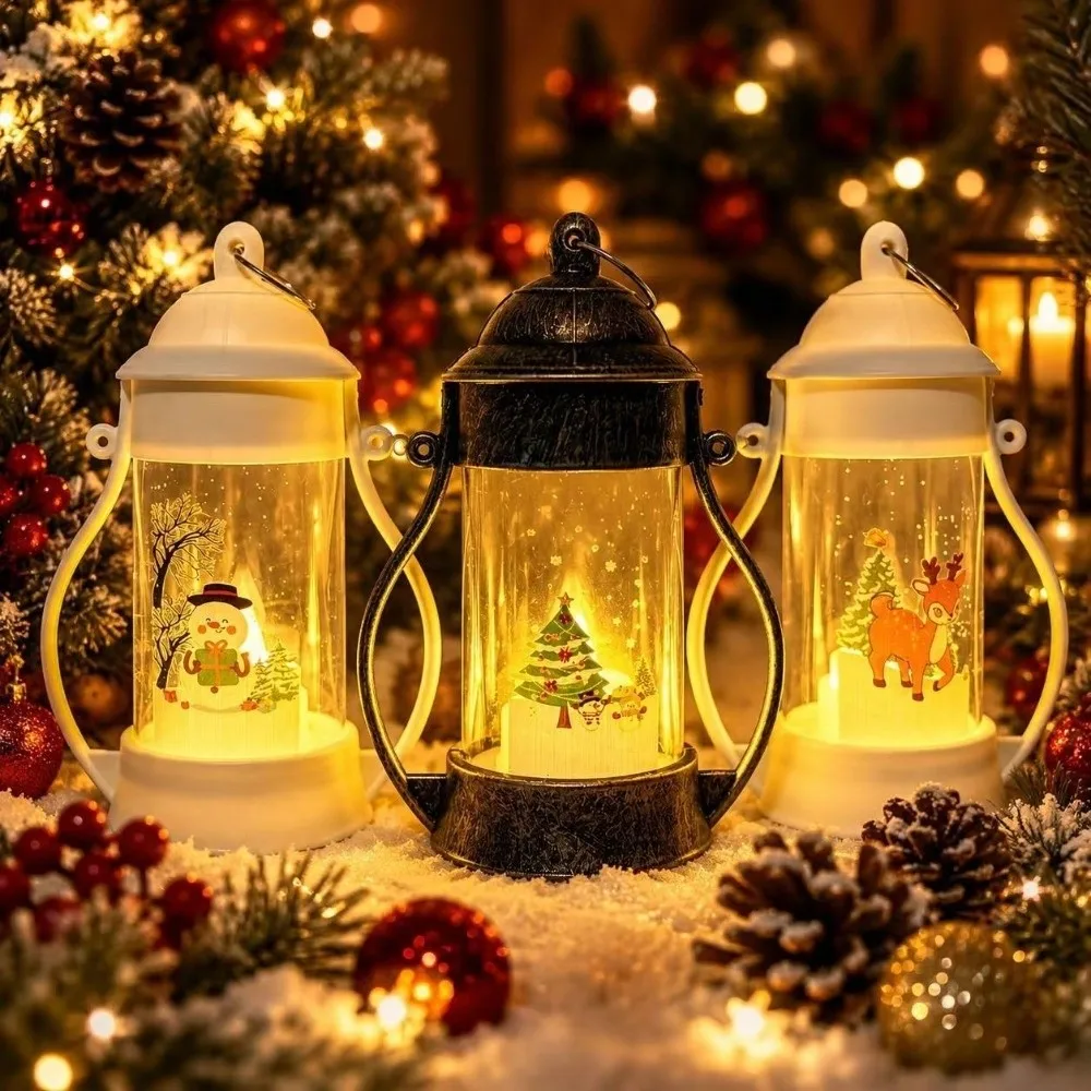 Creative Santa Claus Christmas Lantern Durable Glowing Christmas Wind Lamp Elk Atmosphere Desktop Christmas Lamp Party