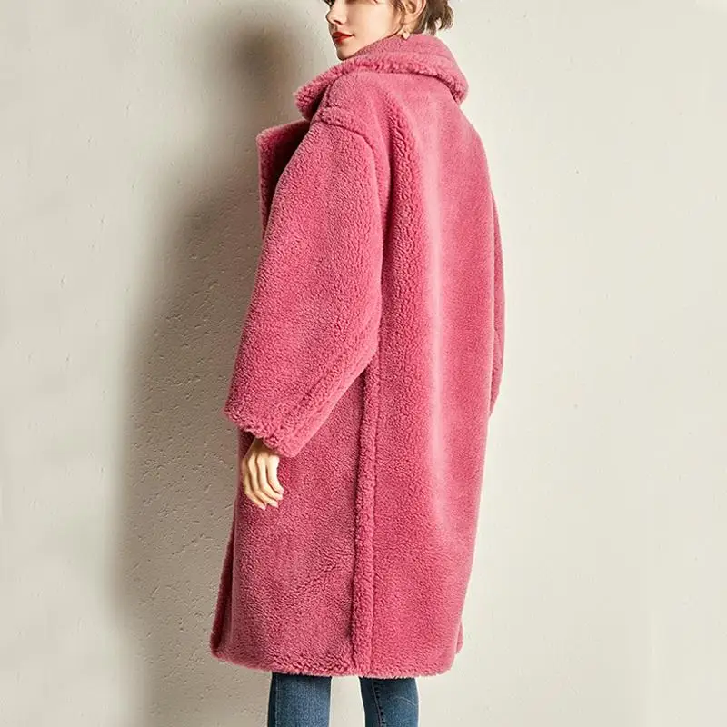 New Women Fashion Faux Fur Over Coat Girl Leisure Solid Teddy Color Jacket Over Size Parkas Jacket Teddy Winter Coat Women