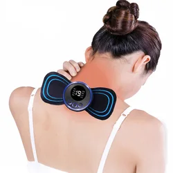 Mini pegatina de masaje EMS inteligente, masajeador eléctrico portátil para cuello, columna Cervical, instrumento de fisioterapia de pulso