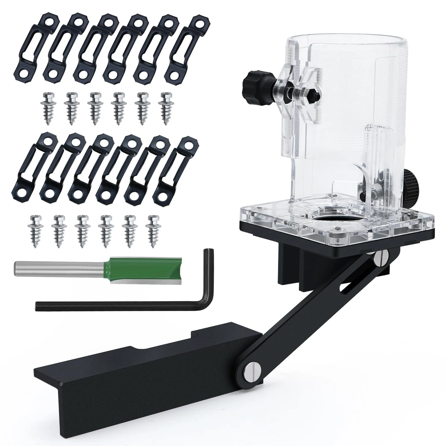 Woodworking Mortise Tenon Jig 65mm Router Slotting Bracket Trimmer Base 2-in-1 Invisible Fastener System With 12Pcs Connectors