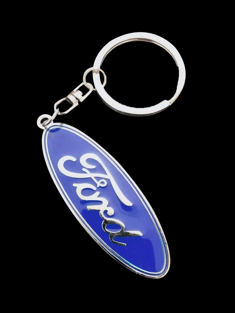 Car Metal Emblem Keychain Zinc Alloy Anti-loss Key Ring For Ford Ranger S-Max Focus Galaxy Mondeo Transit Tourneo Custom Ranger