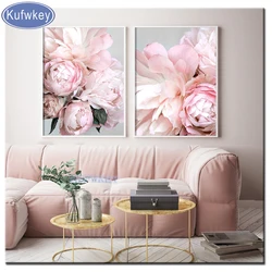 2 pezzi set 5d fai da te diamante paintig Bloom peonia rosa Wall Art diamante mosaico diamante ricamo punto croce regalo di nozze decor