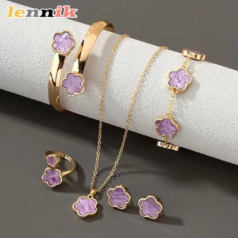 Women's Lucky Flower Five-Leaf Clover Jewellery Set