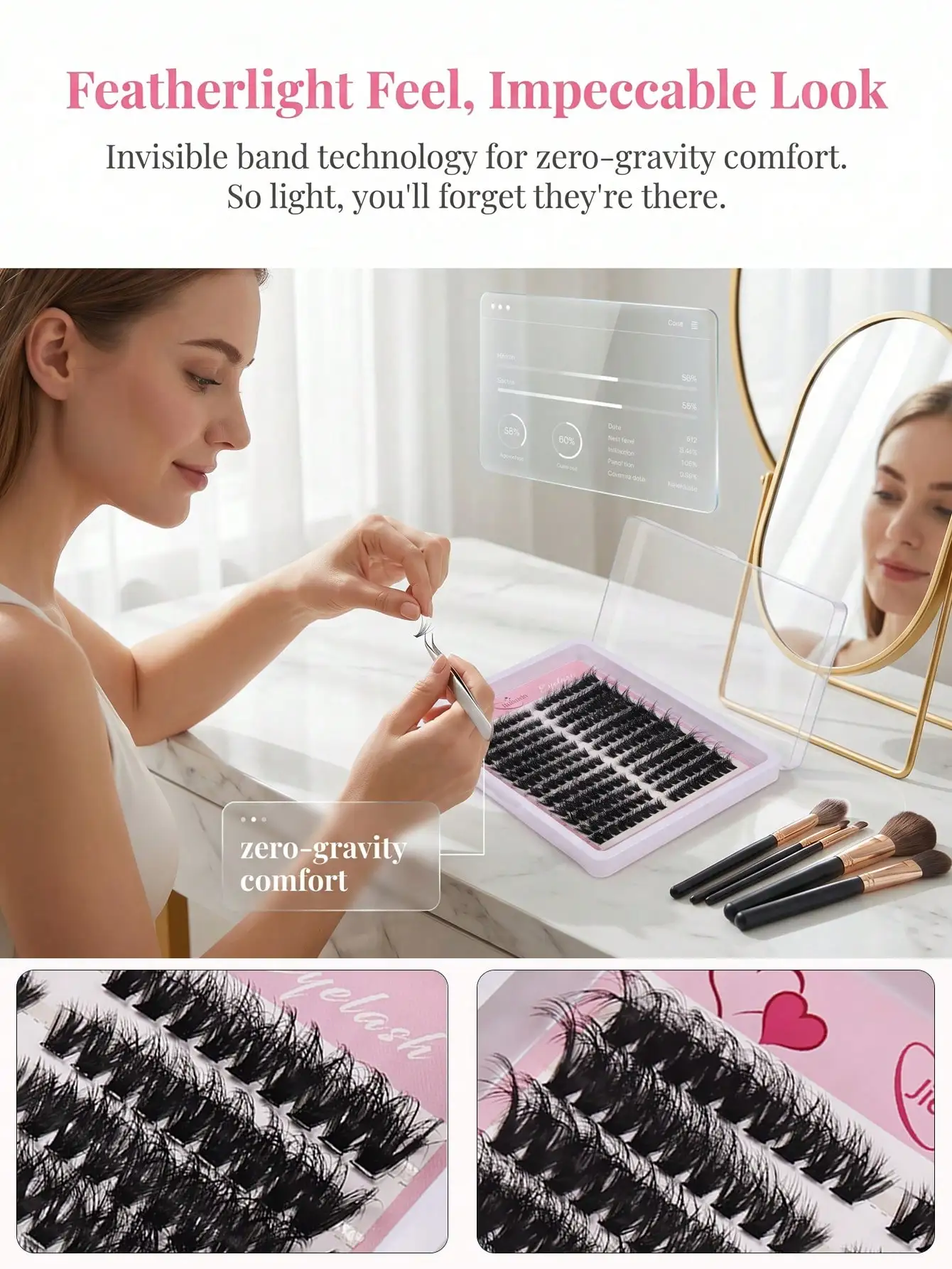 Katzenaugen-Wimpernbüschel, zarte einzelne Wimpern, natürlich flauschig, DIY-Wimpernverlängerungen, wiederverwendbar, Make-up – Detail 3