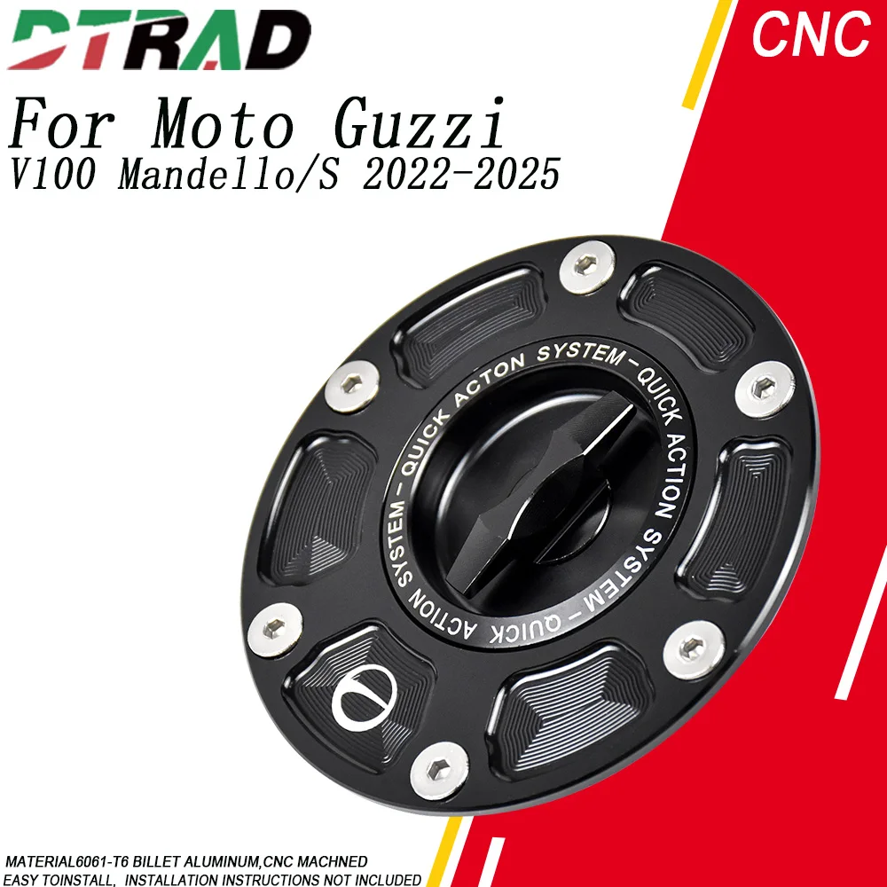 Motorcycle CNC Racing Keyless Fuel Tank Cap For Moto Guzzi V100 Mandello/S 2022-2025 Quick Release Airbox Oil Gas Cover