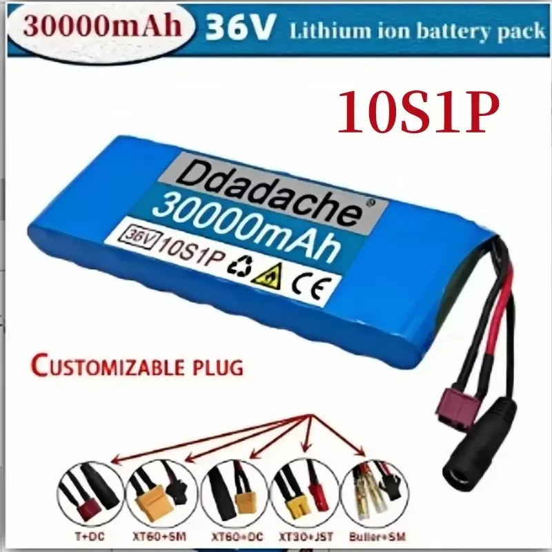 100% Original New 36V 30000mAh 10S1P 18650 Lithium Ion Rechargeable Battery Pack Electric Bicycle Scooter Belt 20A BMS 36V 30Ah