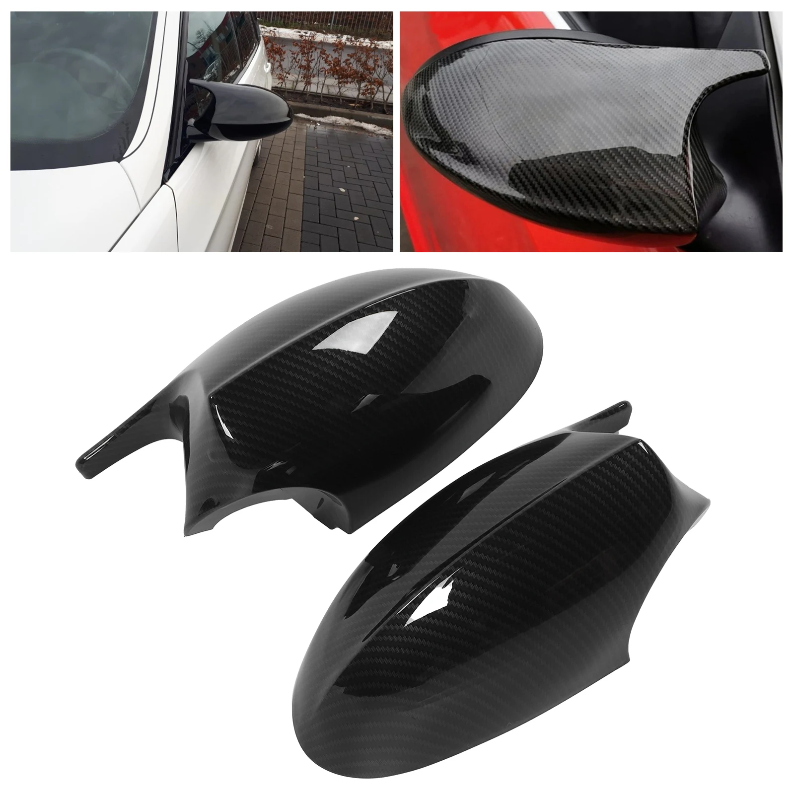 

2Pcs ABS Carbon Fiber Rearview Mirror Cover Fit for BMW E90 E91 E92 E93 2005-2009 Side Door Mirror Shell Car Accessories