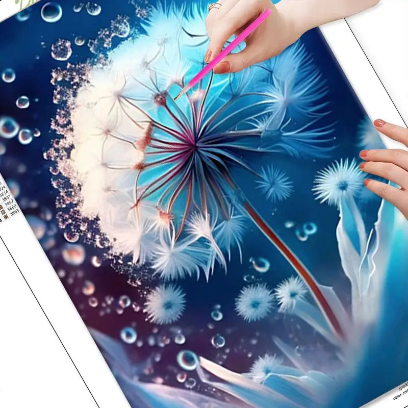 

GATYZTORY Full Diamond Mosaic Dandelion Flowers 5D Diamond Painting Embroidery Flower Picture Of Rhinestones Needlework Home Dec