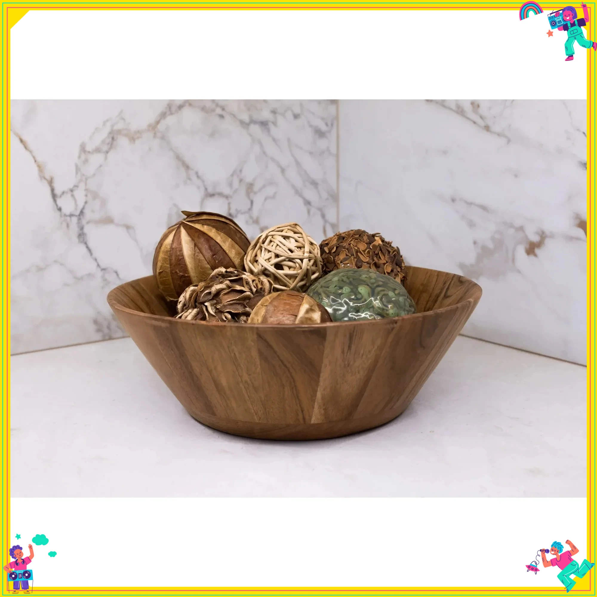 

Natural Finish Acacia Wood Large Angled Serving Bowl, Elegant & Durable, For Fruits, Salads, Snacks & Parties