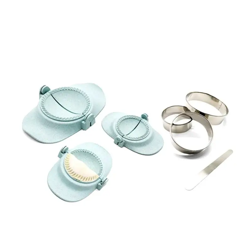 NEW HOT In Stock-1 Set Dumpling Mold Set And Cutter Empanadas Press Mold Maker Set Handmade Dumpling Mould , Blue