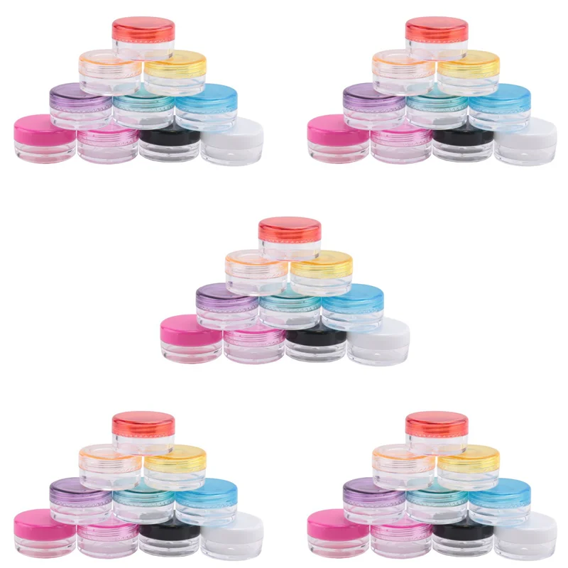 

250 Pieces Plastic Pot Jars Empty Cosmetic Container With Lid For Creams Sample Make-Up Storage, 5 G, 10 Colors