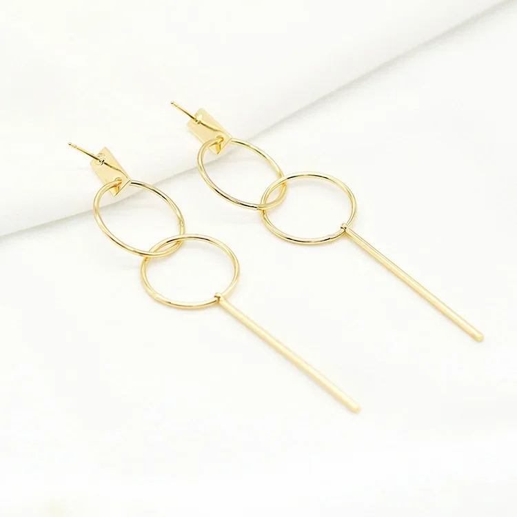 2PCS 86MM 14k Gold Color Brass Round Stud Earrings DIY High Quality Jewelry Findings Accessories