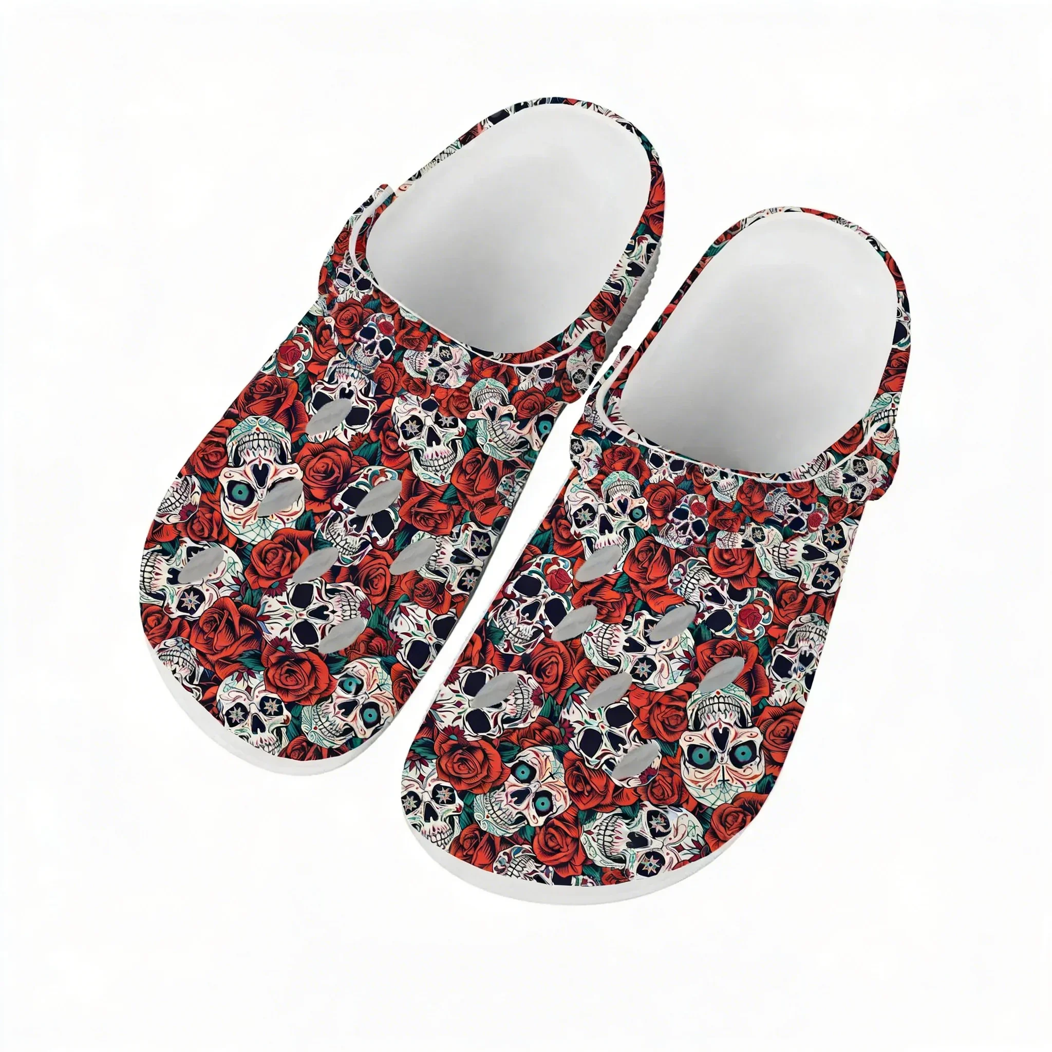 

Retro Sugar Skull Water Shoes Men Women Teenager Comfortable Home Garden Clogs Custom Sandals Beach Breathable Hole Slippers