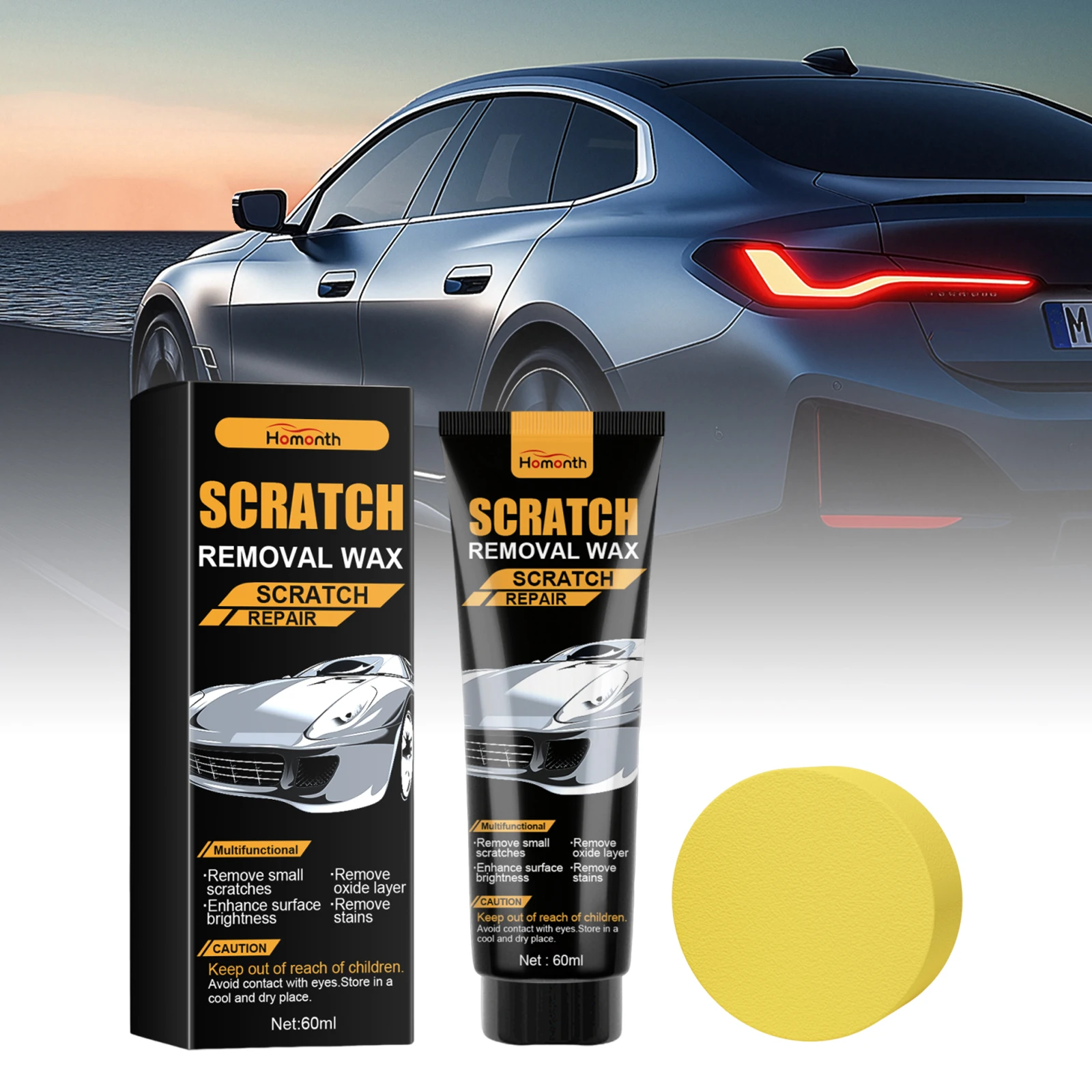60ml Car Scratch Removal Wax Clean Oxide Layer Stain & Repair Scratch for Improves Automotive Gloss Restores Light