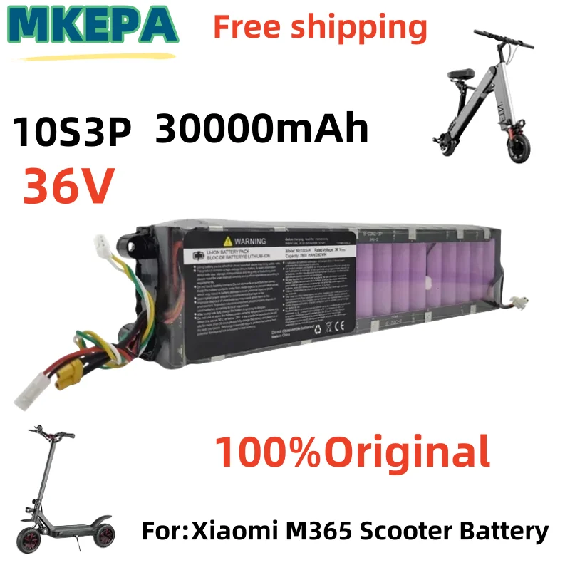 

Original 36V 30000mAh battery For Xiaomi M365 M356 Pro Special battery pack 36V Li-ion battery 30000mAh Riding 55km