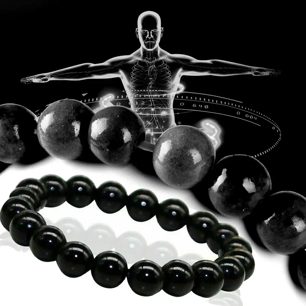 Natural Black Obsidian Stone Bracelet Promote Blood Circulation Relax Anxiety Relief Healthy Weight Loss Bracelets Women Men