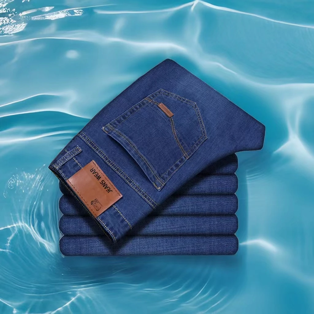 กางเกงยีนส์ทรงสกินนี่ลำลองสำหรับผู้ชายปี 2025; กางเกงยีนส์ทรงตรงเข้ารูปยืดหยุ่นทันสมัย