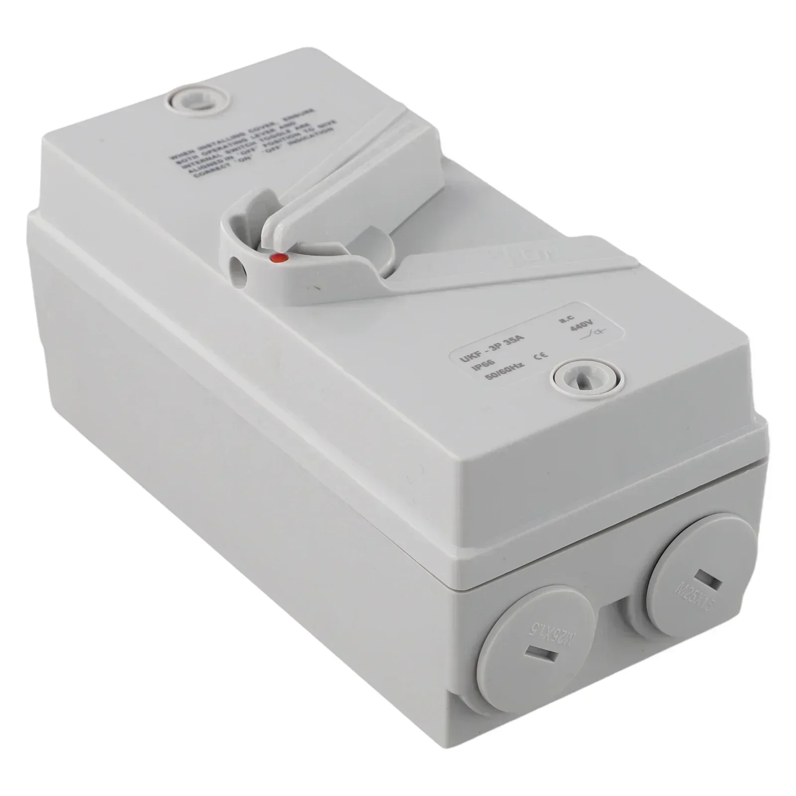 162x80mm 63A Waterproof Switch Breaker Box 3Pole Breaker Box Dustproof Capability IP56 ABS Material Reserved Cable Inlets