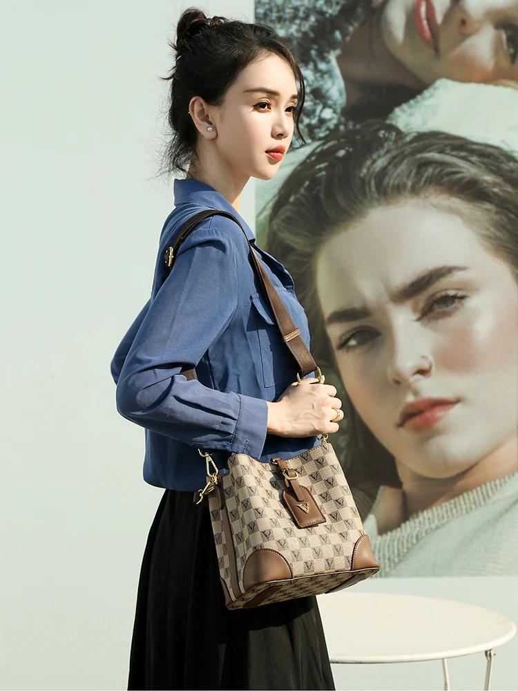 

Модная сумка-ведро из натуральной кожи, женская сумка через плечо, сумка на плечо, осень-зима, новая универсальная сумка Sle