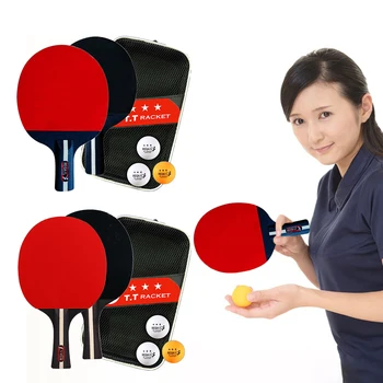 Table Tennis Racket 2 Rackets & 3 Balls Table Tennis Paddles Professional Ping Pong Paddle with Bag for Beginners Training Game